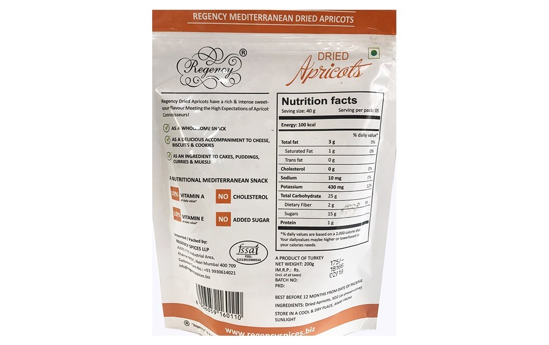 Regency Dried Apricots    Pack  200 grams